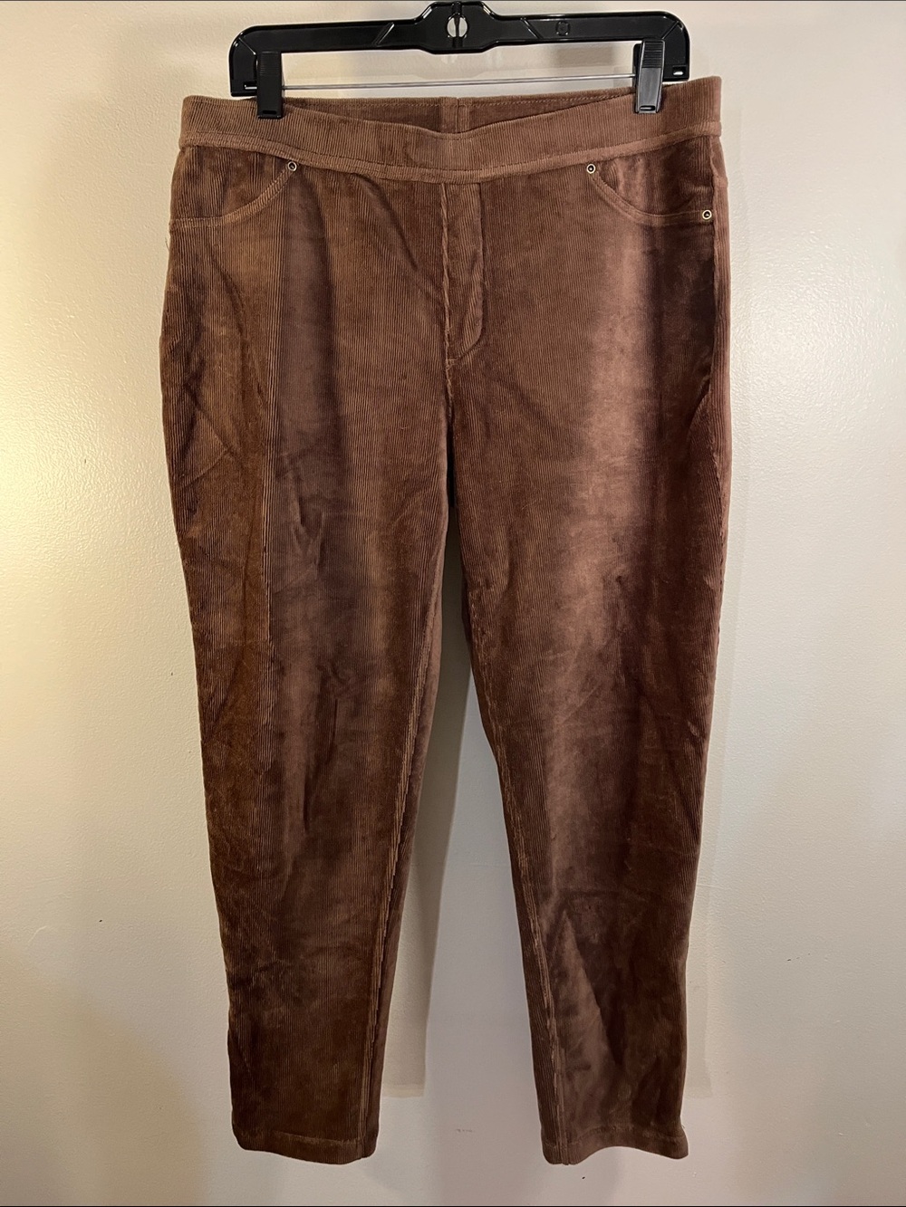 Susan Graver Chocolate Brown Corduroy Pull-On Pants